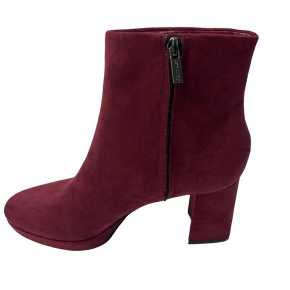 Calvin Klein Suede Ankle Dress Boot Burgundy Size 7.5” - Picture 6 of 10